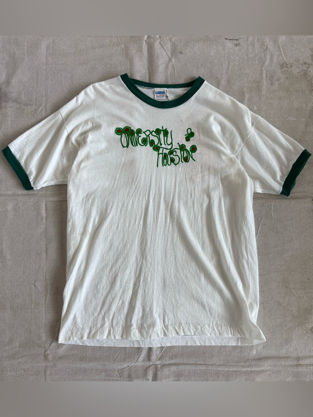 Vintage 70s Champion Blue Bar University of Houston Ringer Single Stitch T-Shirt